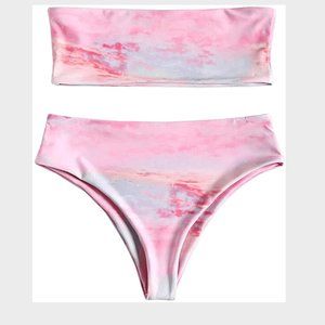 Cotton Candy Tie Dye Bandeau Bikini Set Medium